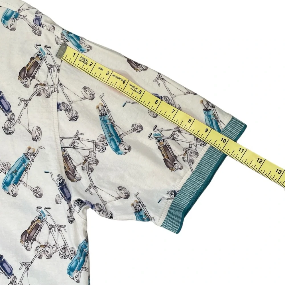 Dockers Golf Polo, White/ Aqua, Size Medium - Picture 6 of 6